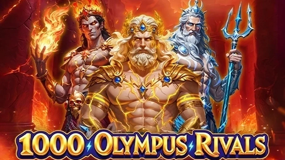 Tampilan antarmuka seluler 1000 Olympus Rivals dengan latar belakang mitologi Yunani