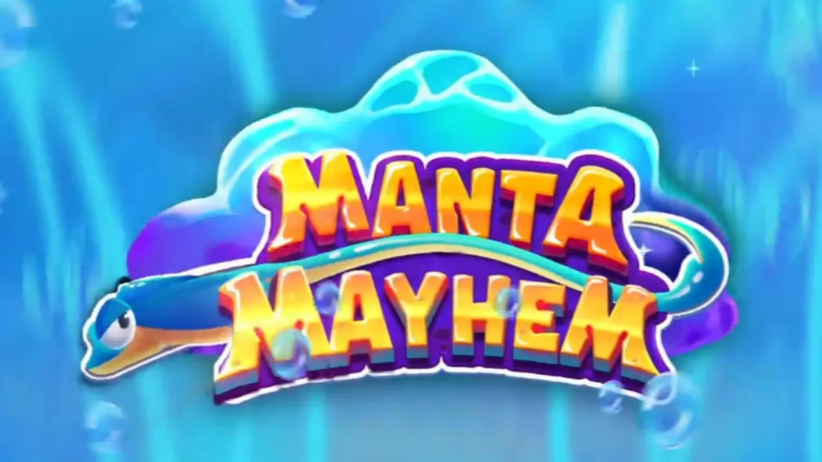 Tampilan visual slot Manta Mayhem dengan latar belakang terumbu karang dan manta ray yang ramah.